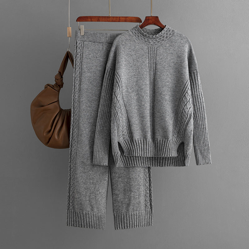 Pre Order:  Casual Solid Loose Knit Sweater + Pants Set