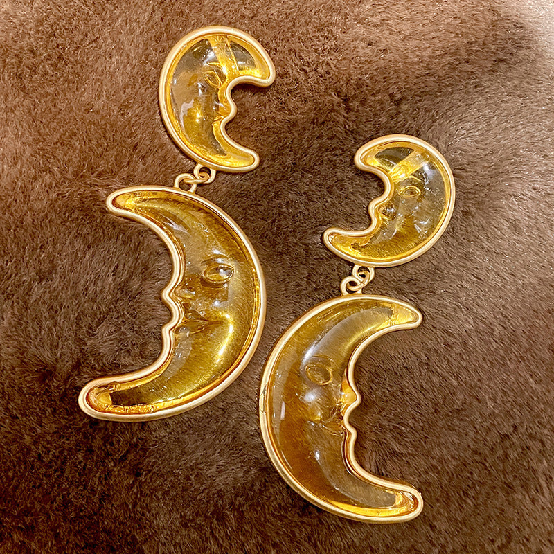 Pre Order:  3D Moon Drop Earrings