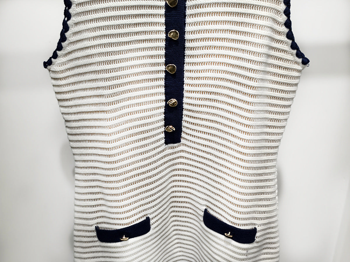 Pre Order:  Striped Sleeveless Knitted Mini Dress