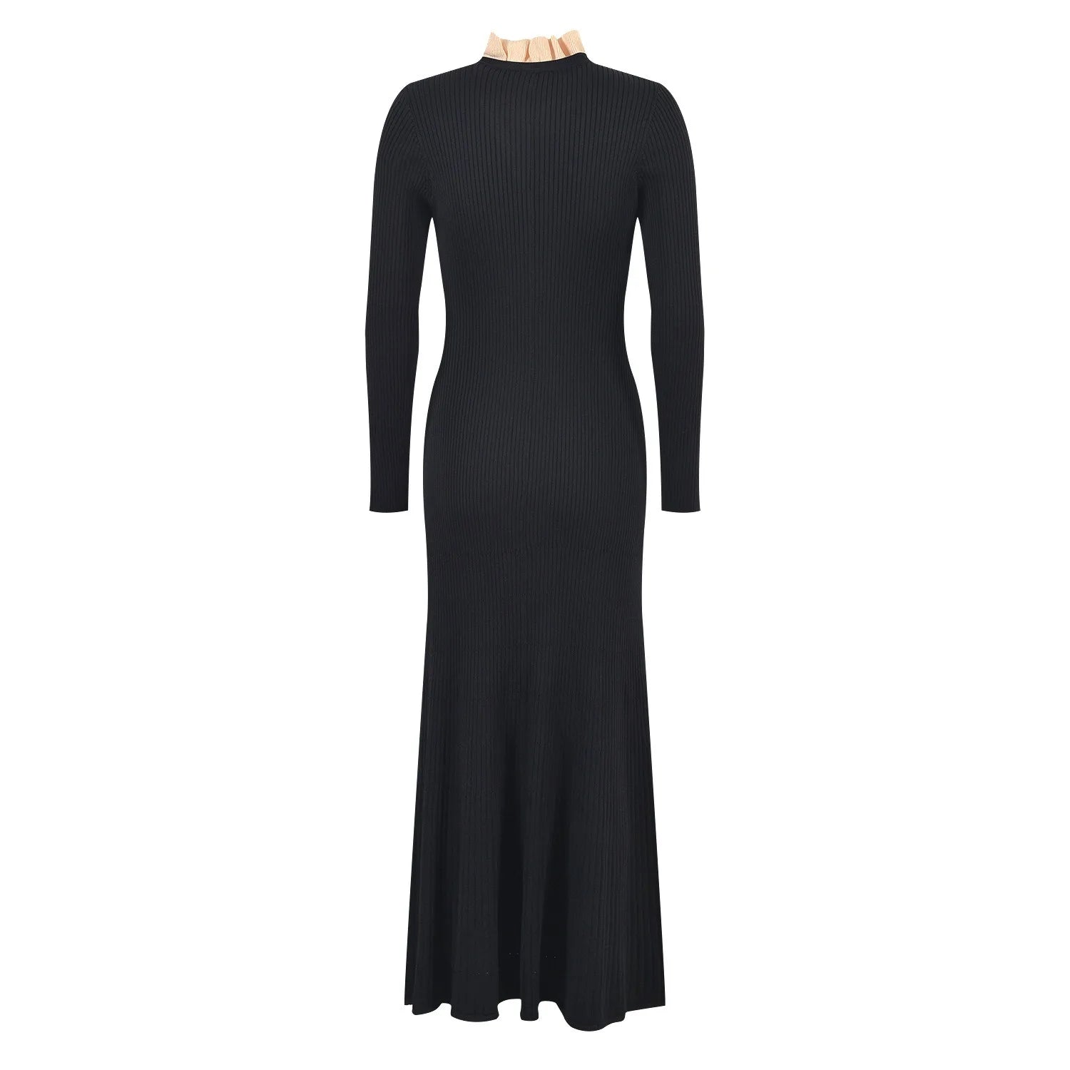 Pre Order:  Chic French Ruffled Collar Long Sleeve Long Dress