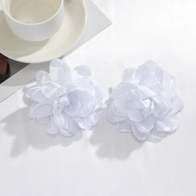 Pre Order:  Large Flower Fabric Earrings