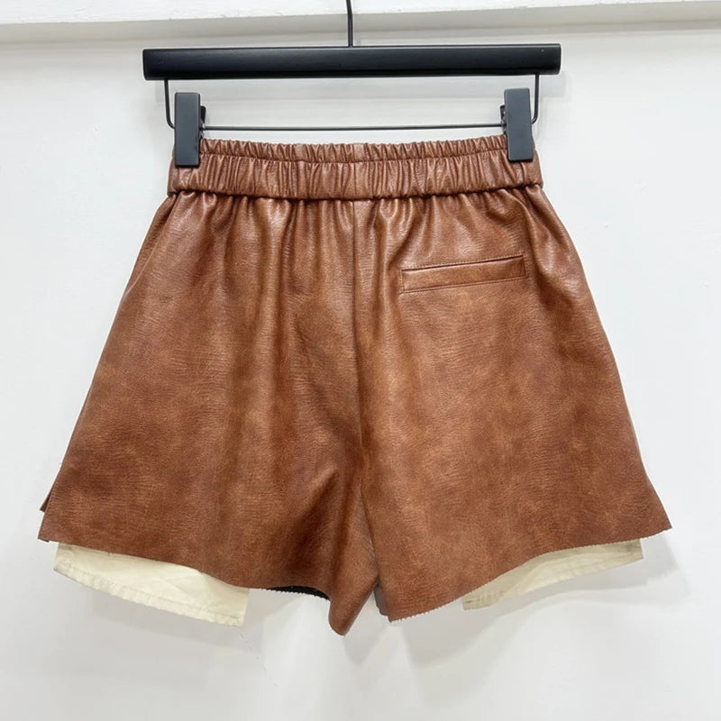 Pre Order: High-Waist Faux Leather Shorts