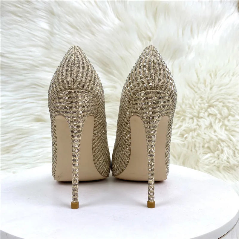 Pre Order:  Glittery Gold Stiletto Pumps