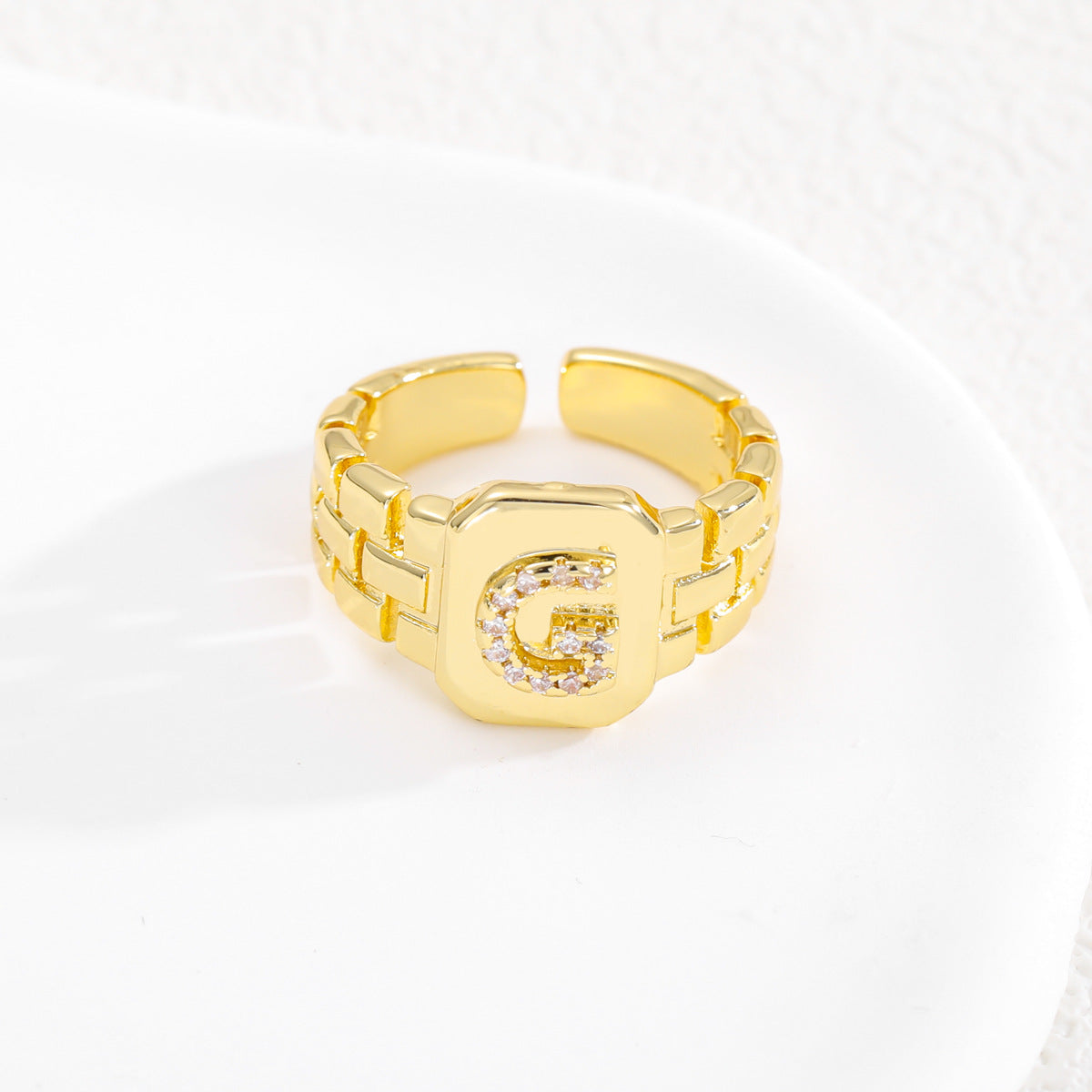 Pre Order:  Letter Series Strap Design Open Ring