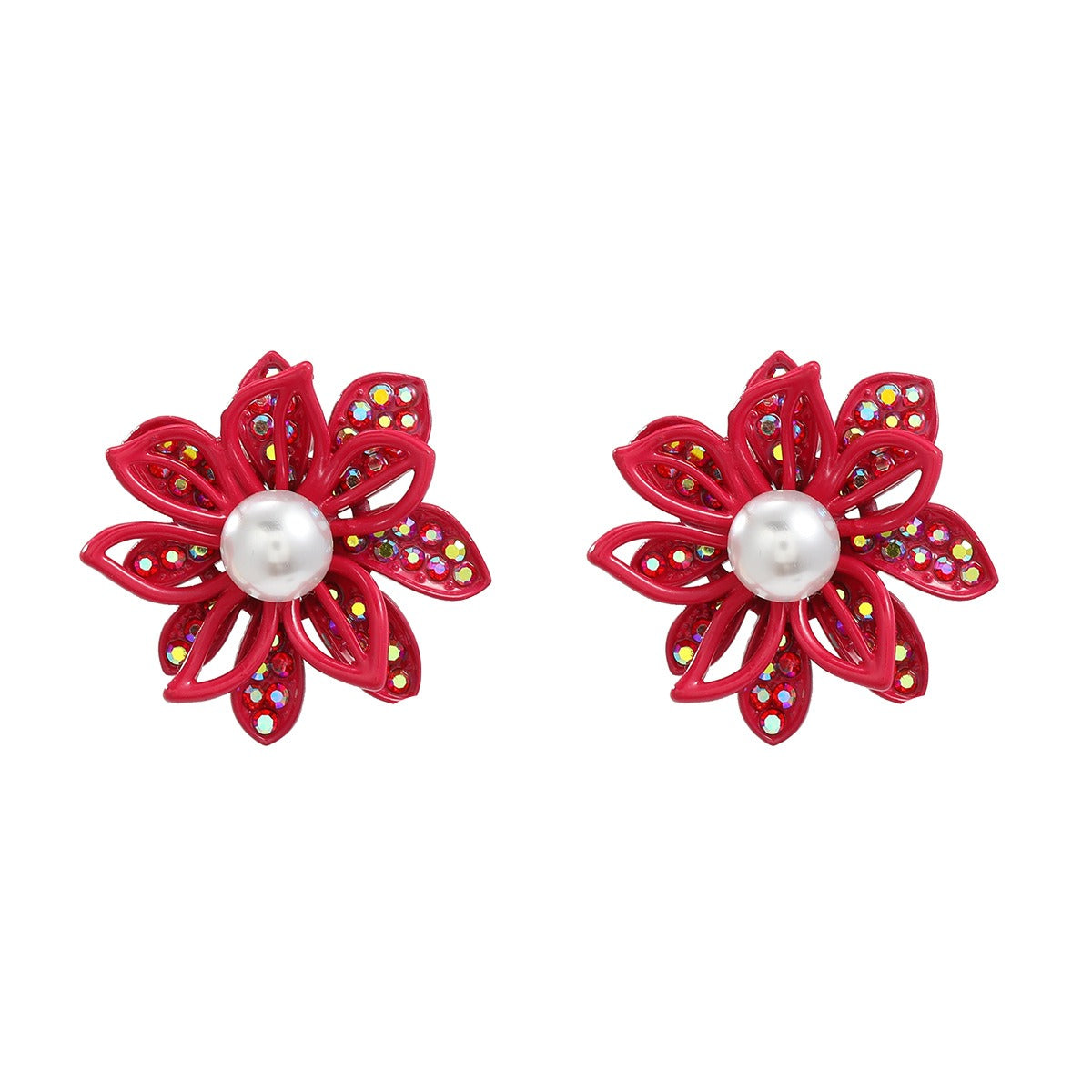 Pre Order:  Diamond Inlaid Floral Alloy Earrings