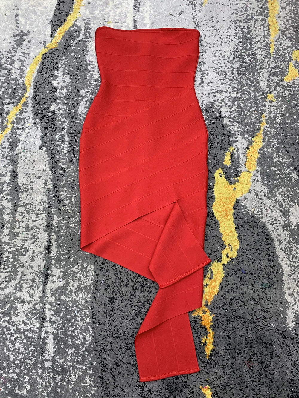 Red Strapless Bodycon Backless Dress