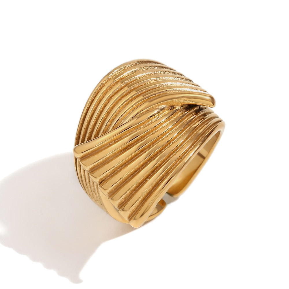 Pre Order:  Retro Geometric Fan Stripe Cross Ring