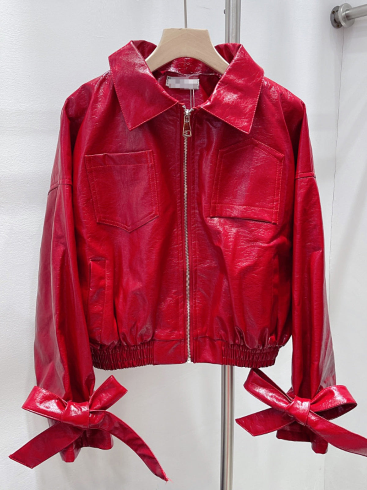 Pre Order: Zip Up PU Leather Solid Color Motorcycle Jacket