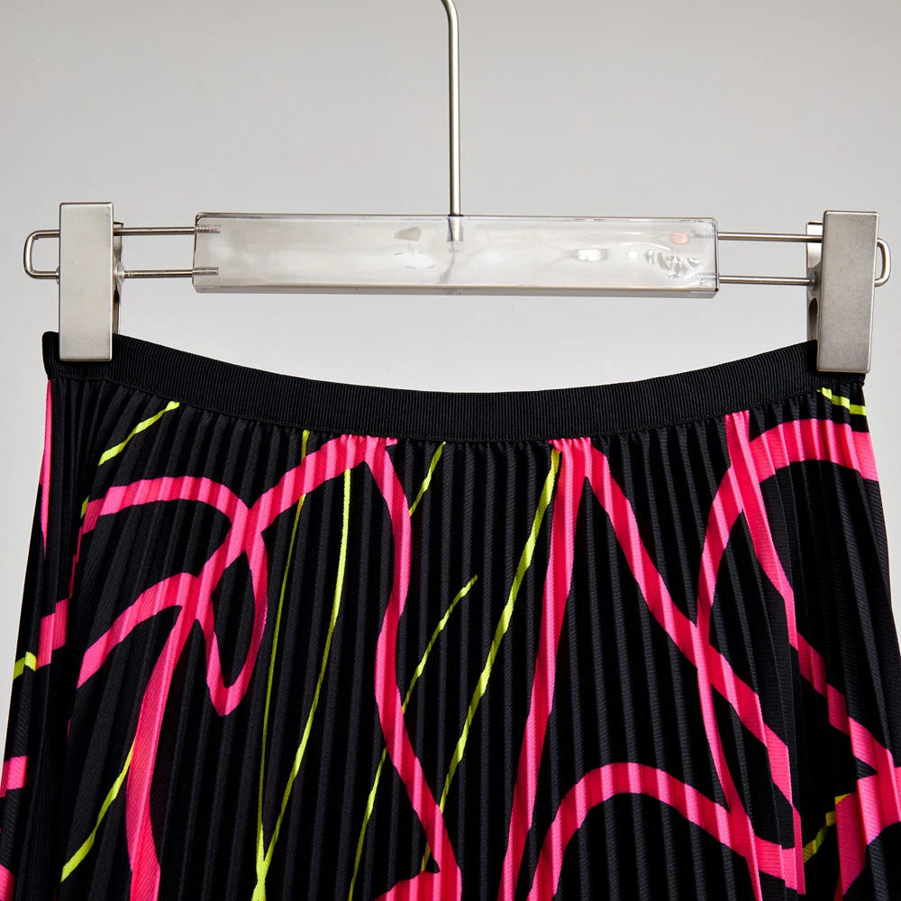 Pre Order:  Squiggles Top+Skirt Pleated Set