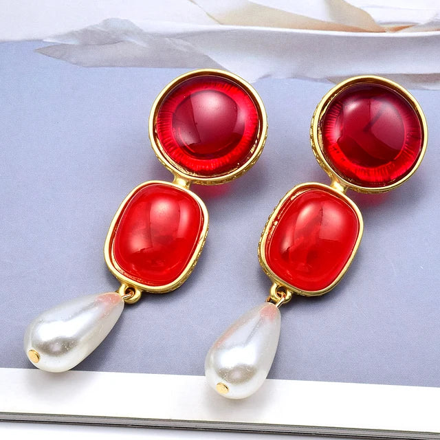 Pre Order:  Colored Resin Faux Pearl Earrings