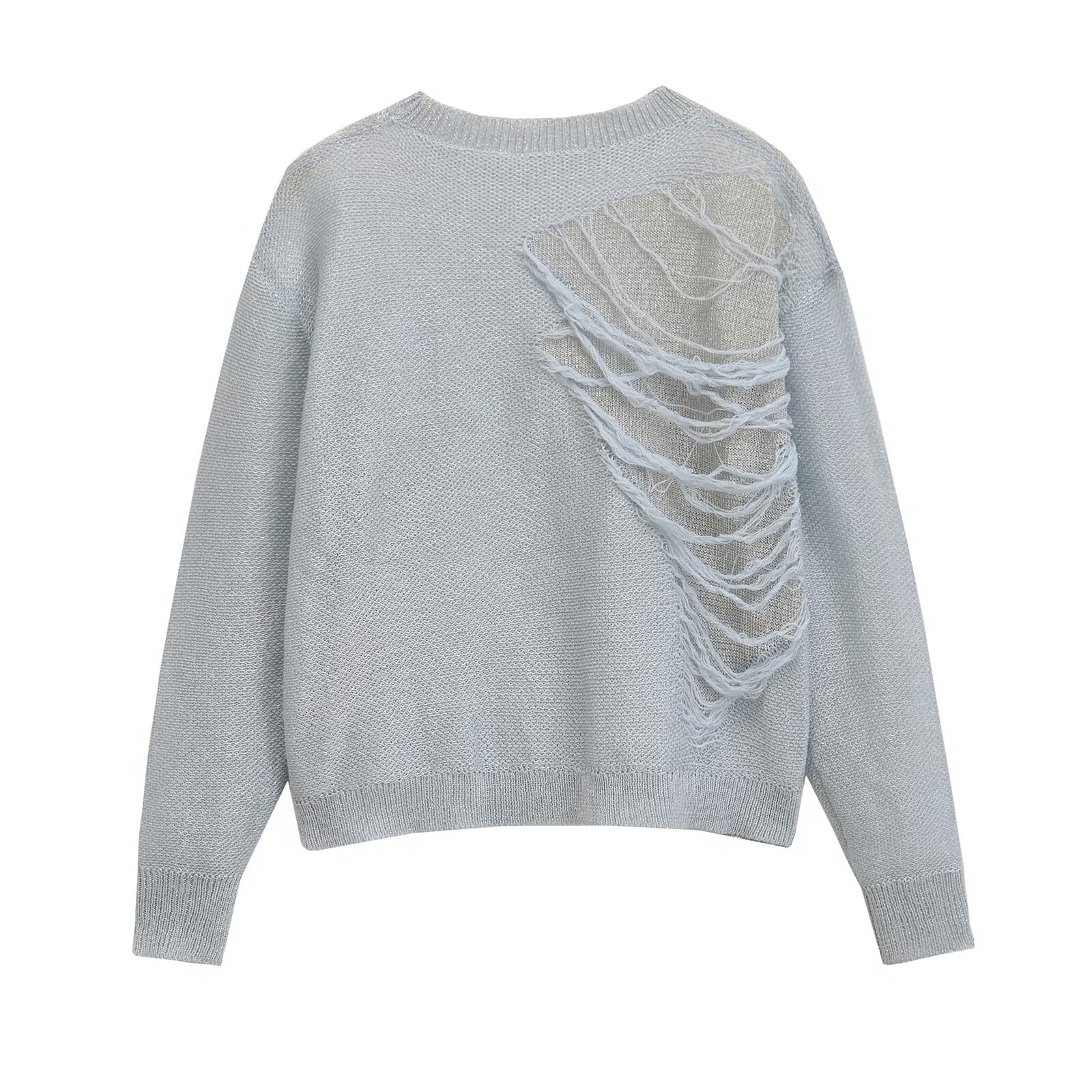 Pre Order:  Casual Ripped Long Sleeved Knitted Sweater