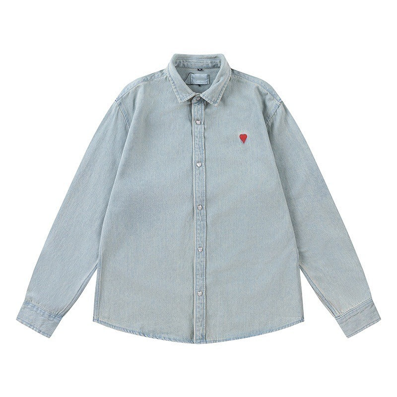 Pre Order:  Heart Smooth Denim Button Up Jacket