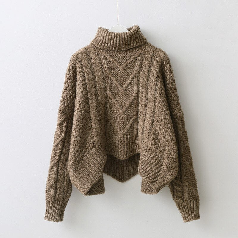 Pre Order:  Casual Solid Turtle Neck Knitted Sweater