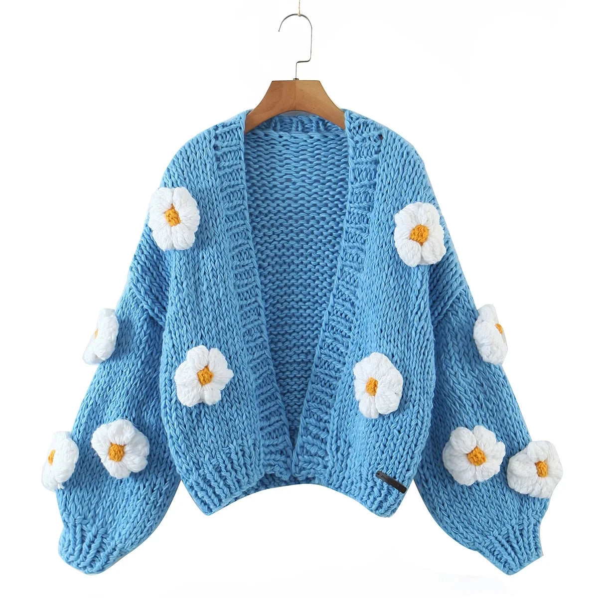 3D Flower Handmade Knitted Cardigan