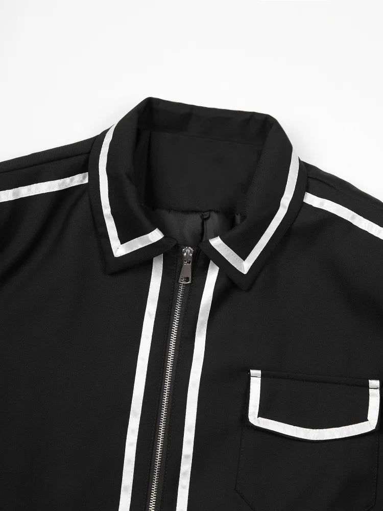 Pre Order:  Contrast Lined Edges Zip-Up Jacket