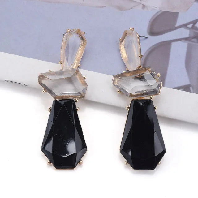 Pre Order:  Multilayer Geometric Resin Drop Earrings