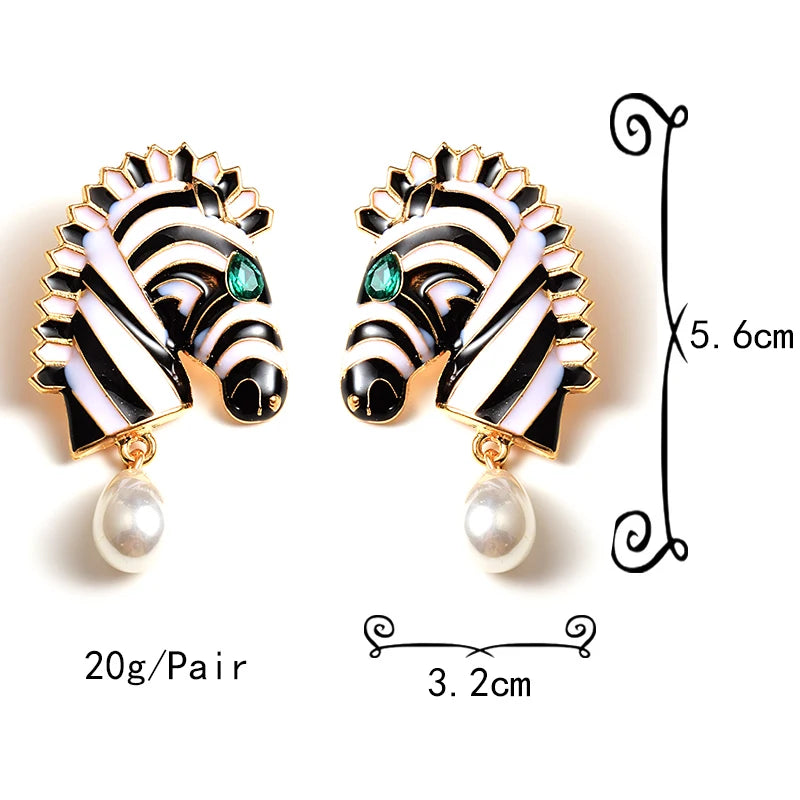 Pre Order:  Zebra Pearl Drop Earrings