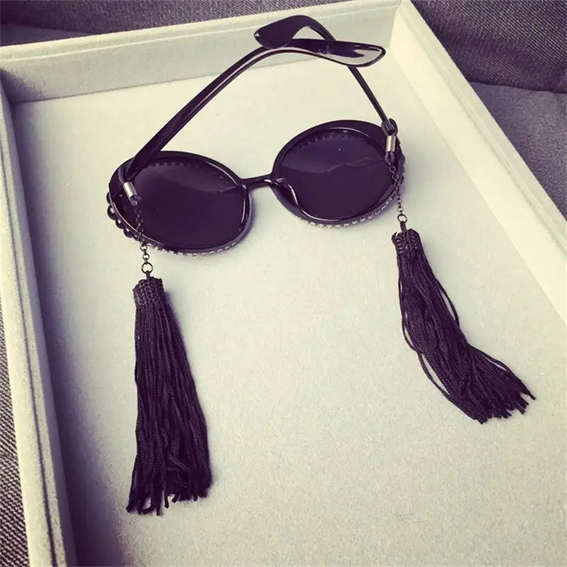 Pre Order:  Tasseled Faux Pearl Frame Sunglasses