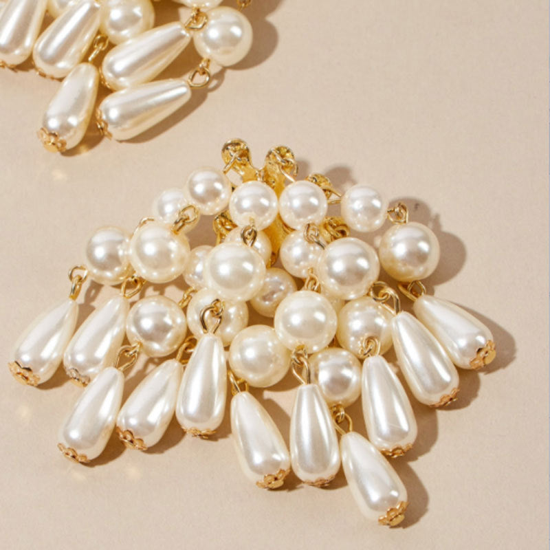 Chunky Faux Pearl Cluster Earrings