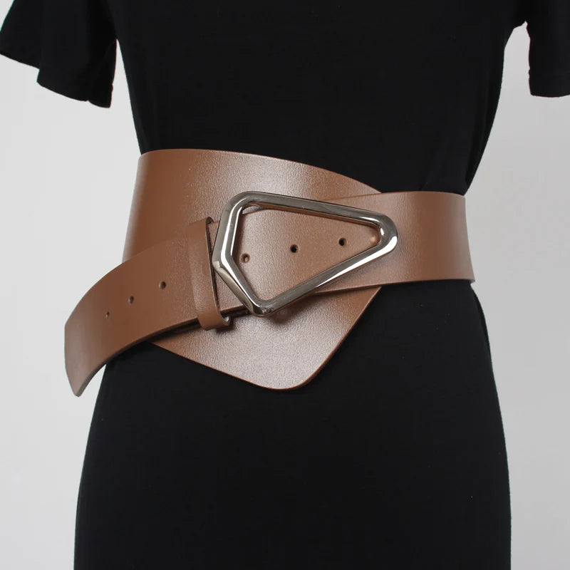 Irregular Leather Cinch Strap Belt