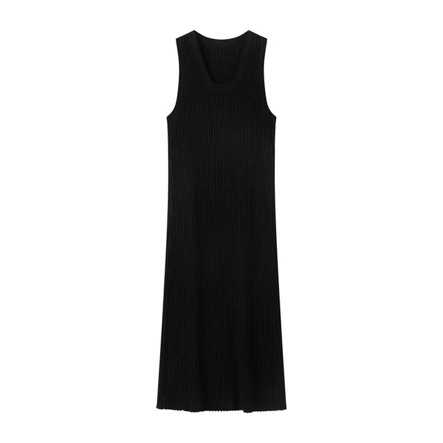 Pre Order:  Square Neckline Sleeveless Knit Dress -