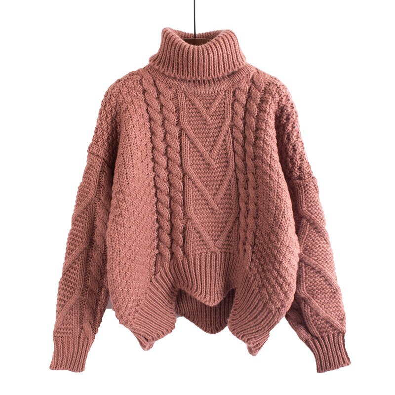 Pre Order:  Casual Solid Turtle Neck Knitted Sweater