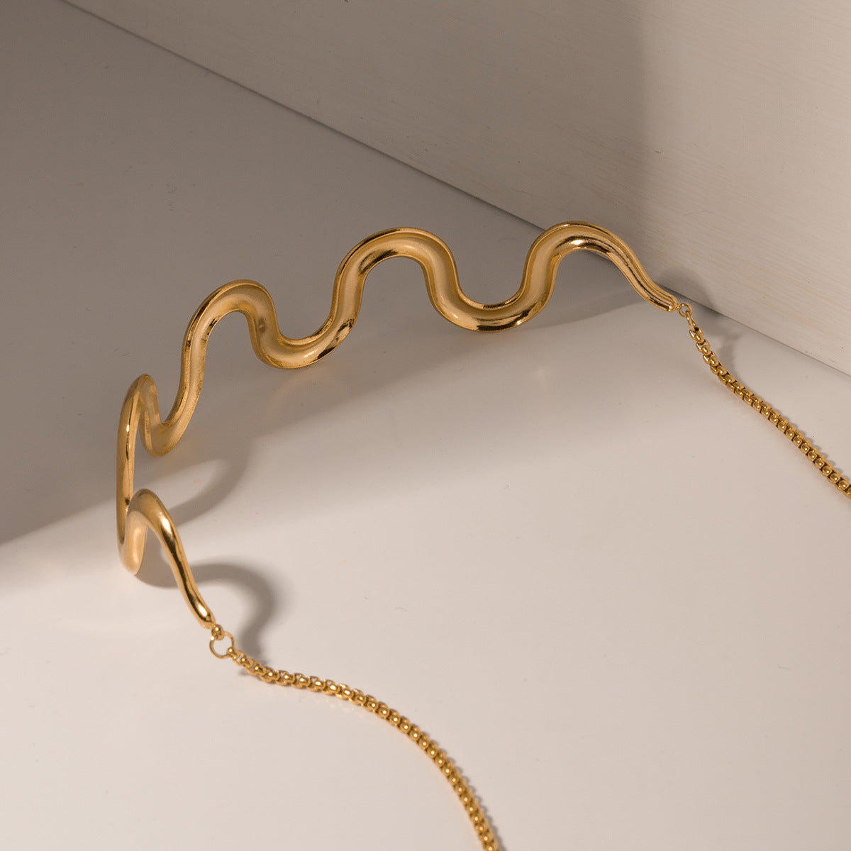 Pre Order:  Wavy Gold Plated Pull Necklace