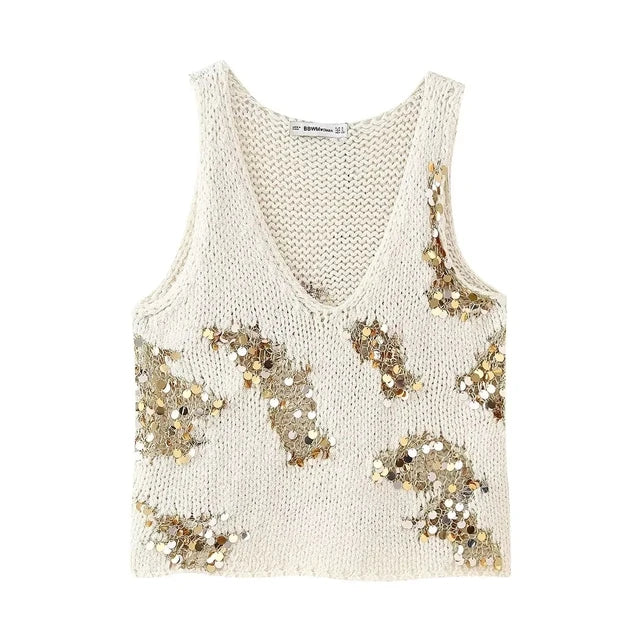 Pre Order:  Sequin Knitted Vest Top