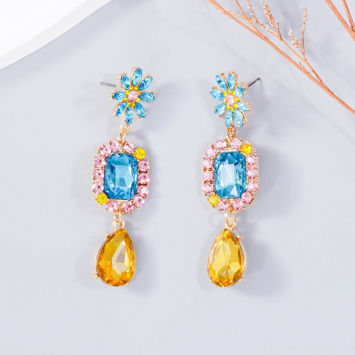 Pre Order:  Crystal Flower Water Drop Earrings