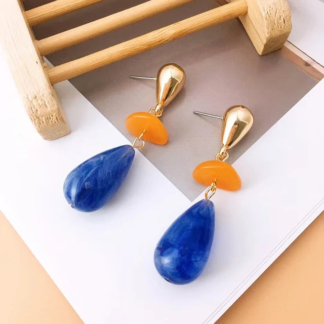 Pre Order:  Colorful Enamel Water Drop Earrings