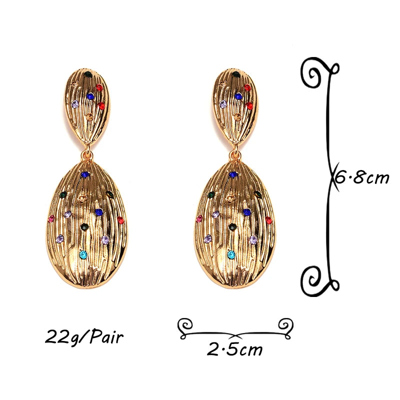 Pre Order:  Oval Shells Rhinestones Drop Earrings