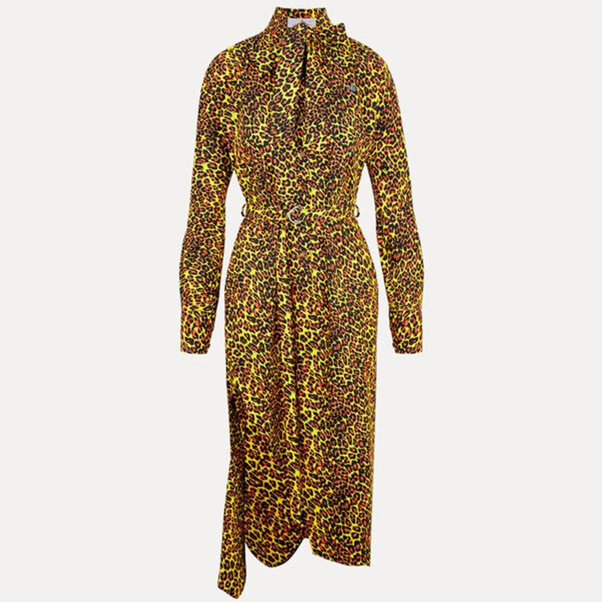 Pre Order:  Leopard Print Asymmetric Long sleeved Mid Length Dress