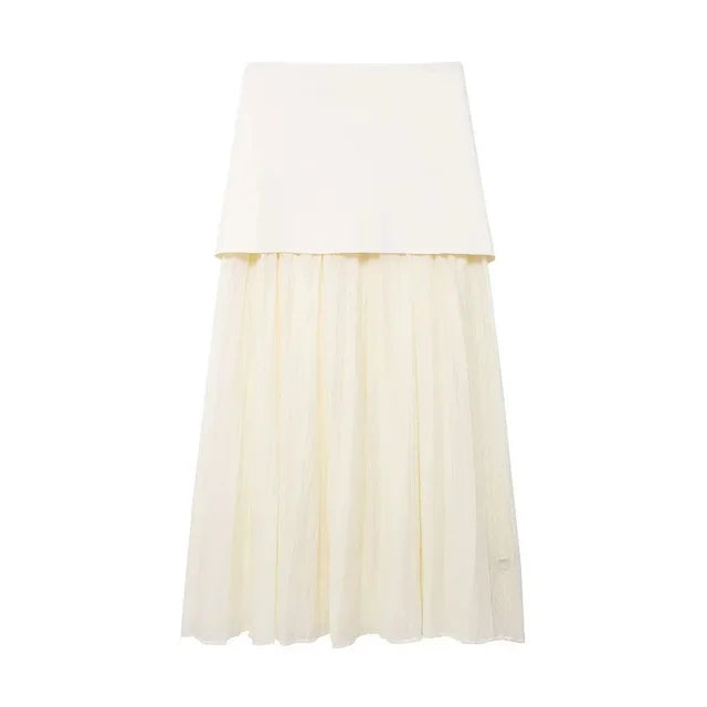 Pre Order:  Gold Button Knitted Vest + Pleated Skirt