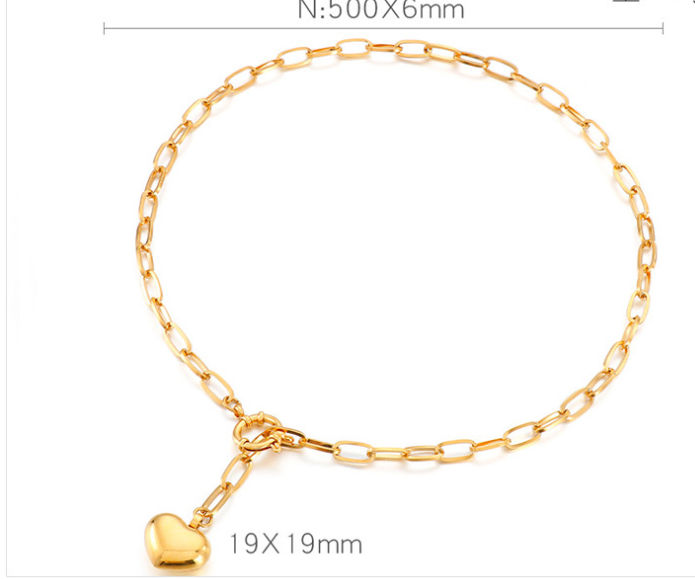 Pre Order:  Heart Brushed Alloy Chain Necklace