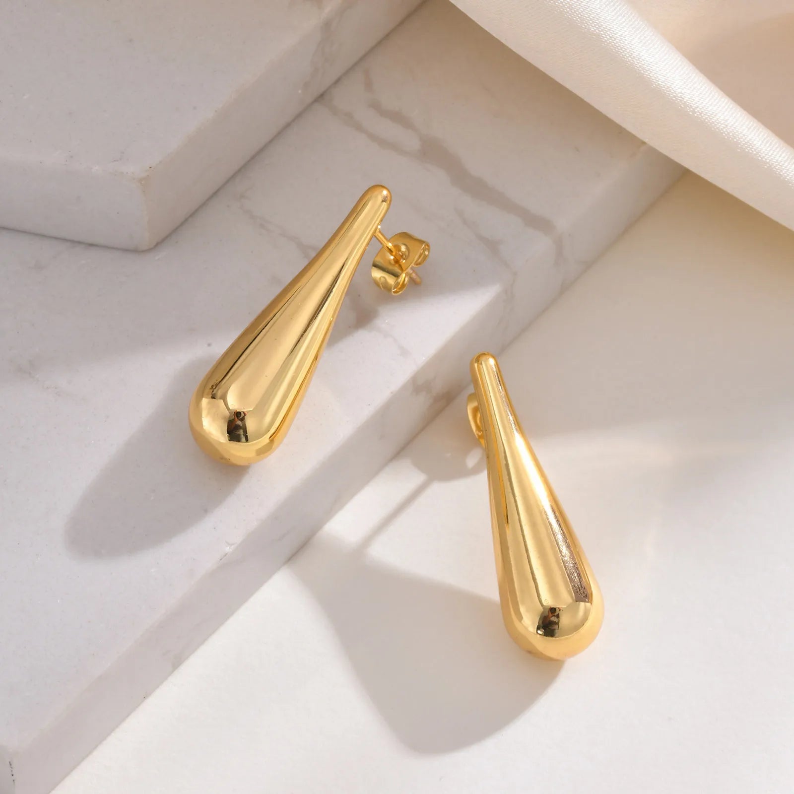 Pre Order:  Stainless Steel Waterdrop Gold Plated Earrings