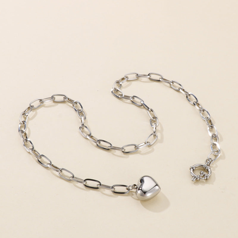 Pre Order:  Heart Brushed Alloy Chain Necklace