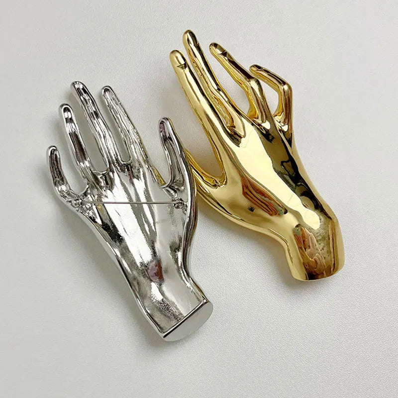 Pre Order:  Smooth Metallic Hand Brooch