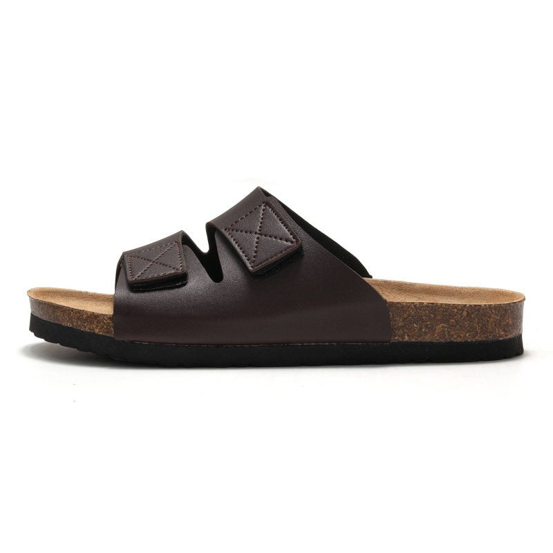 Pre Order:  Velcro Strap Leather Beach Sandals