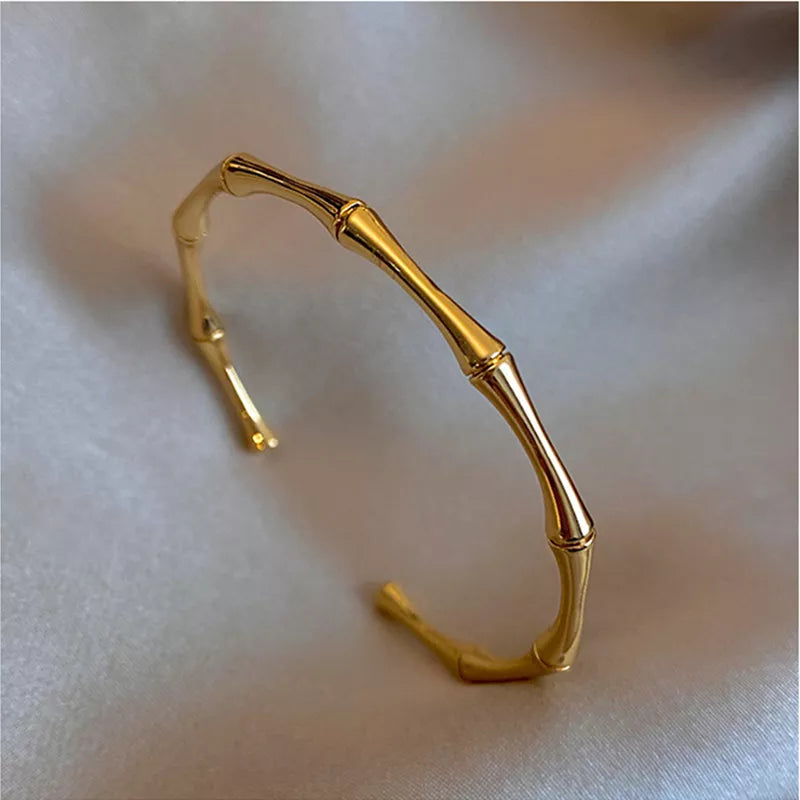 Pre Order:  Bamboo Gold Plated Open Bracelet