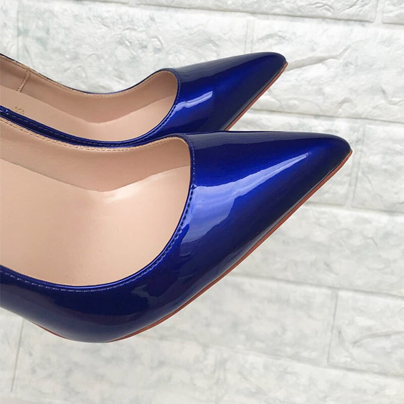 Pre Order:  Blue Patent Pointed-Toe Slip-On Shoes