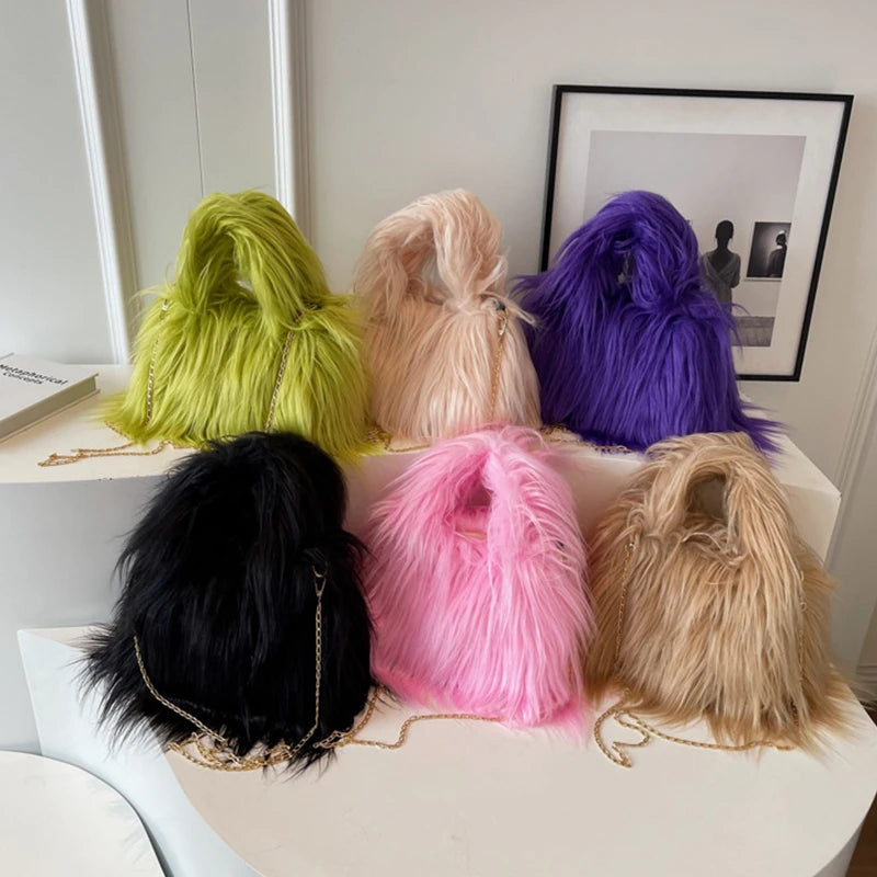 Pre Order:  Fluffy Faux Fur Shoulder Bag