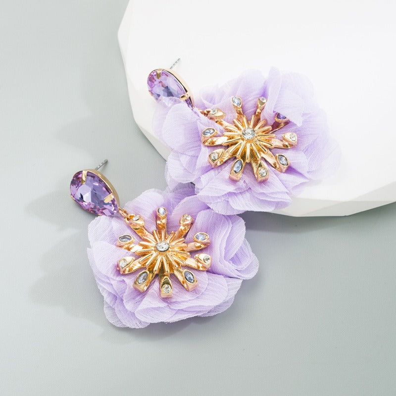 Pre Order:  Alloy Diamond Inlaid Flower Earrings