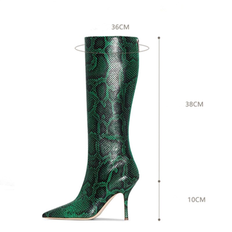 Pre Order:  Green Serpentine Stiletto Boots