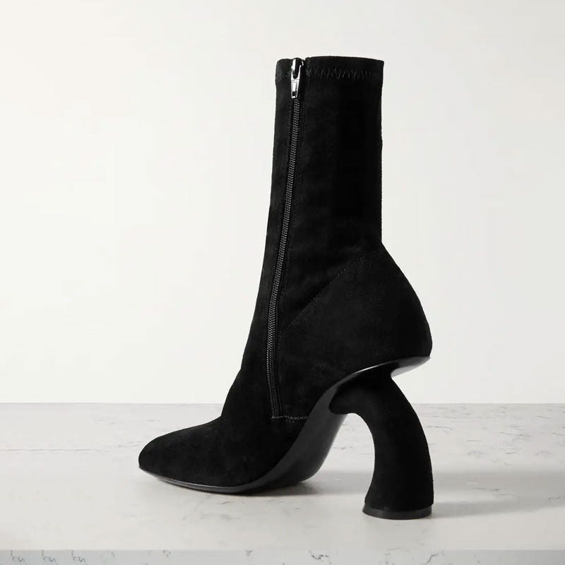 Sculptured Heel Ankle Boots