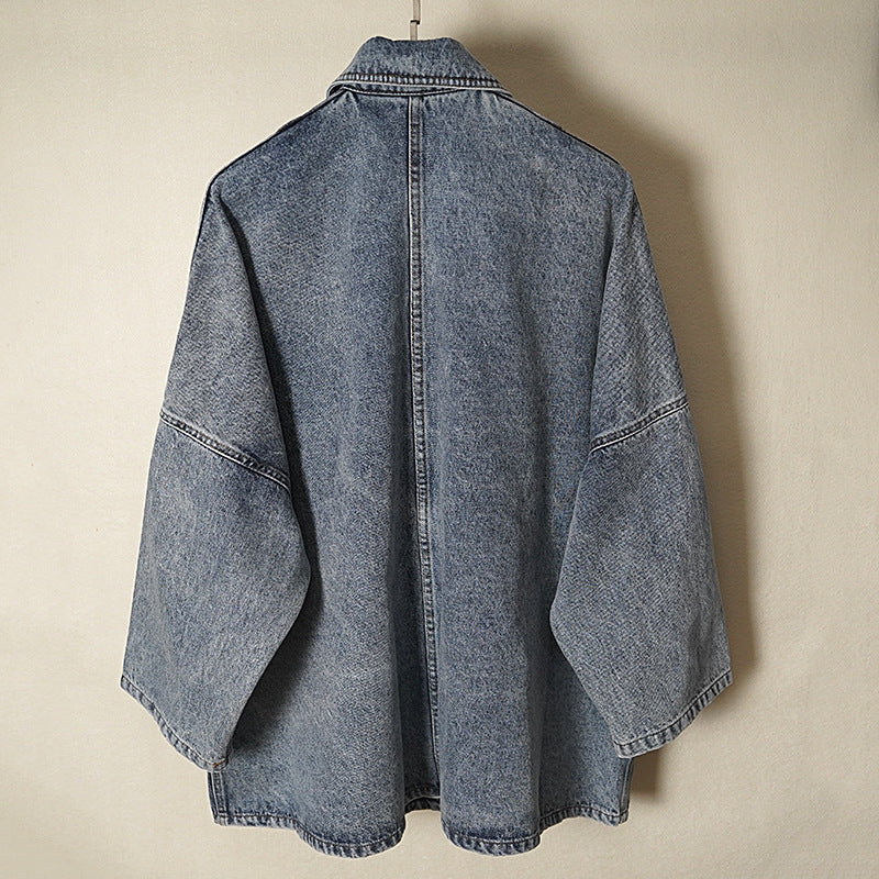 Pre Order:  Large Cotton Drop Shoulder Retro Denim Jacket