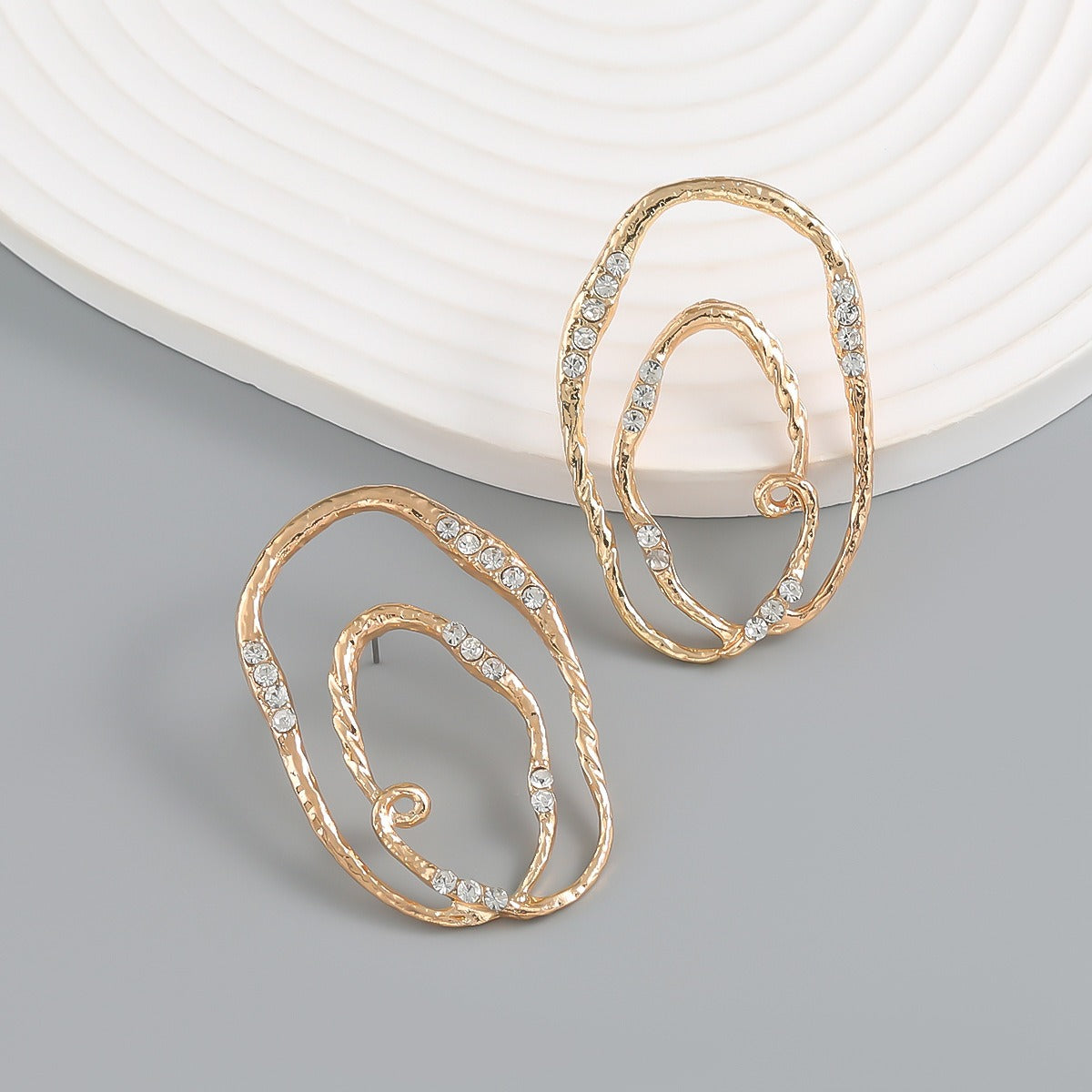 Alloy Multi-Layer Elliptical Exaggerated Earrings