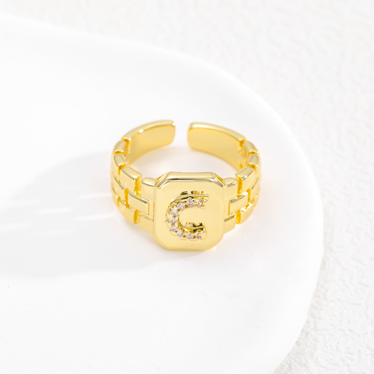 Pre Order:  Letter Series Strap Design Open Ring