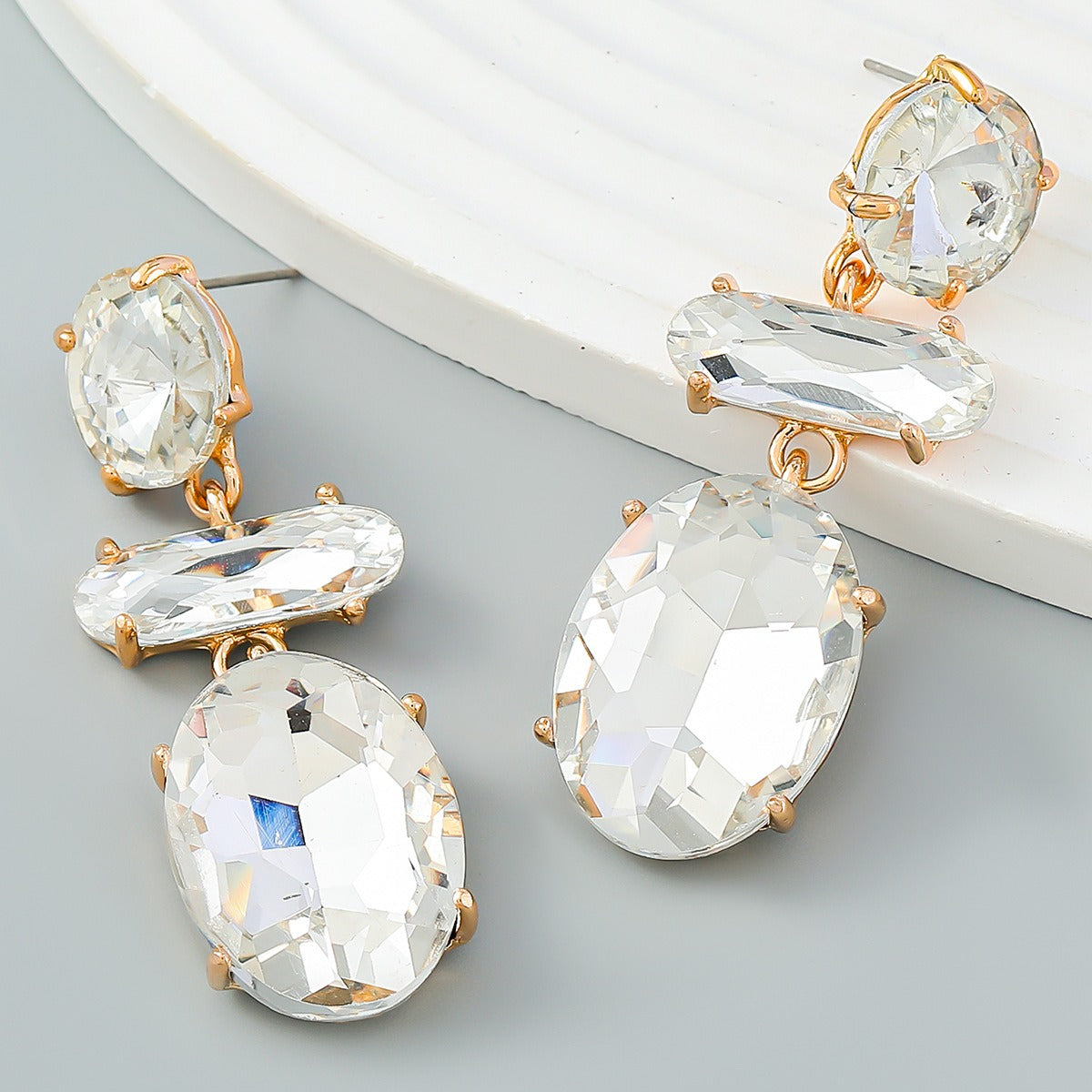 Pre Order:  Diamond Alloy Multi-layered Geometric Earrings