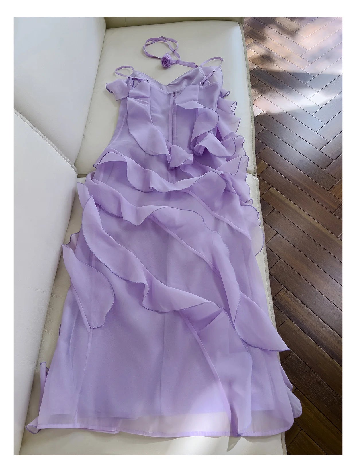 Pre Order:  Asymmetric Ruffles Organza Midi Dress