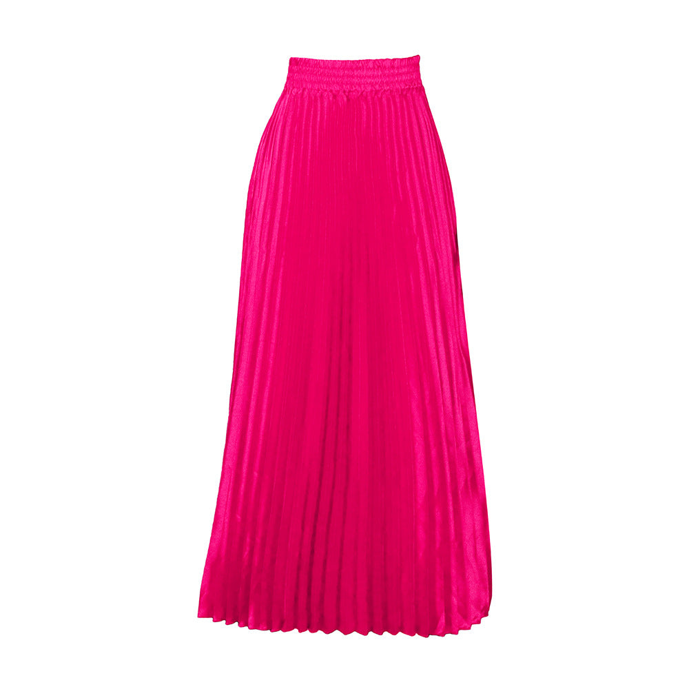 Pre Order:  Solid High Waist Pleated Maxi Skirt